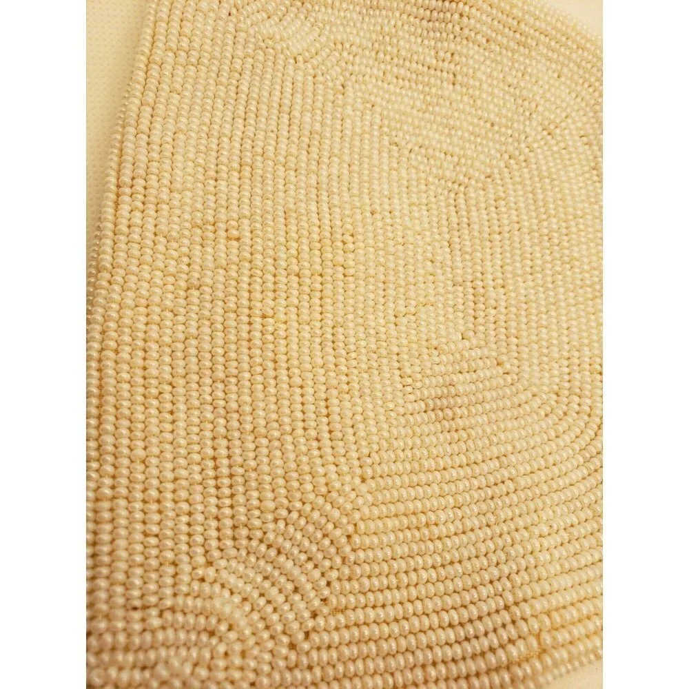 Richere White Beaded Evening Bag Seed Pearls Beads Gold Chain Clutch Purse Japan - Picture 4 of 10